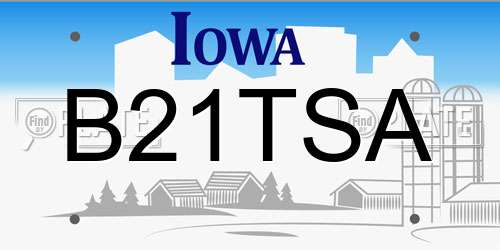 B21TSA Iowa License Plate