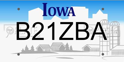 B21ZBA Iowa License Plate