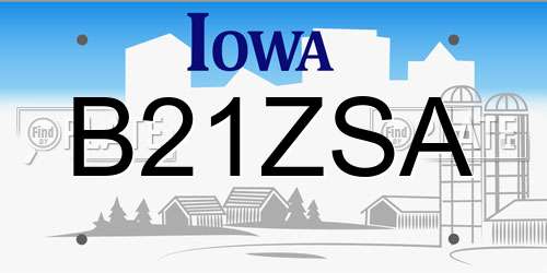 B21ZSA Iowa License Plate
