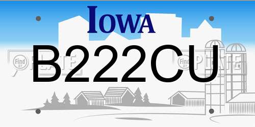 B222CU Iowa License Plate