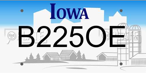 B225OE Iowa License Plate
