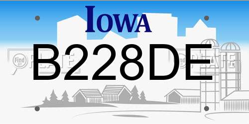 B228DE Iowa License Plate