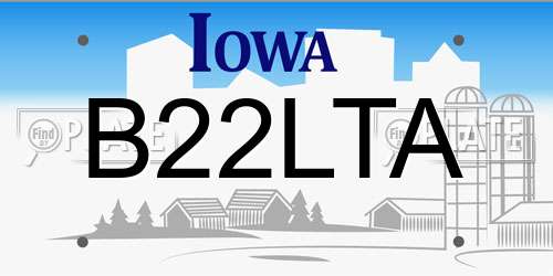 B22LTA Iowa License Plate