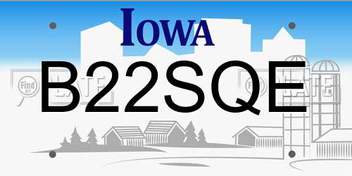 B22SQE Iowa License Plate