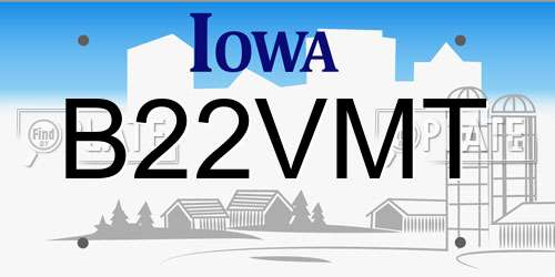 B22VMT Iowa License Plate