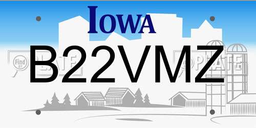 B22VMZ Iowa License Plate