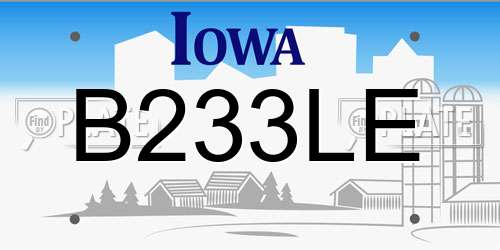 B233LE Iowa License Plate