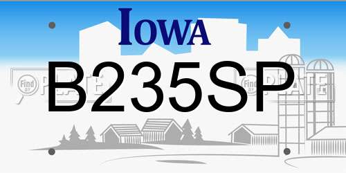 B235SP Iowa License Plate