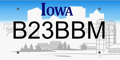 B23BBM Iowa License Plate