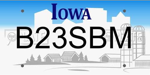 B23SBM Iowa License Plate