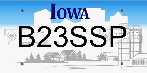 B23SSP Iowa License Plate