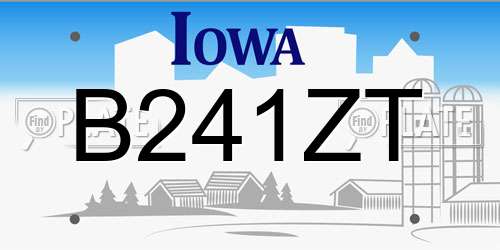 B241ZT Iowa License Plate