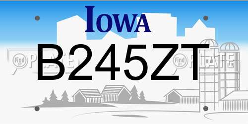 B245ZT Iowa License Plate