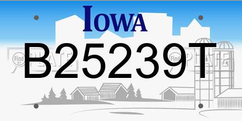 B25239T Iowa License Plate