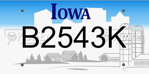 B2543K Iowa License Plate