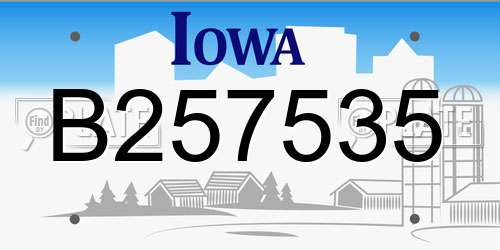 B257535 Iowa License Plate