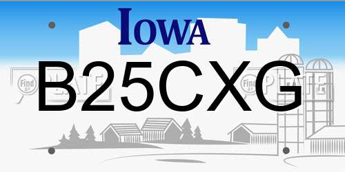 B25CXG Iowa License Plate
