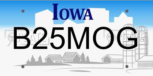 B25MOG Iowa License Plate