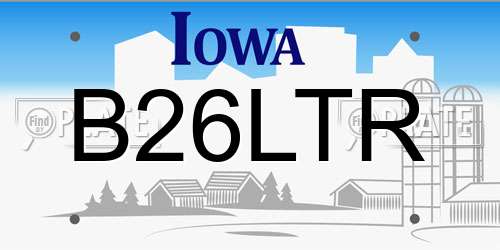 B26LTR Iowa License Plate