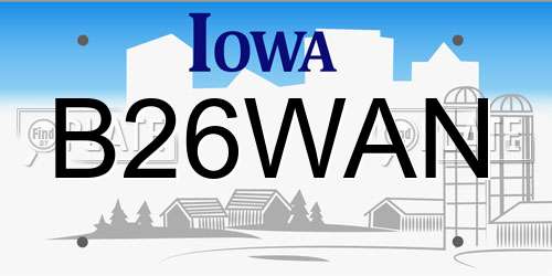 B26WAN Iowa License Plate