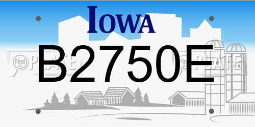 B2750E Iowa License Plate