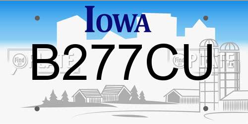 B277CU Iowa License Plate