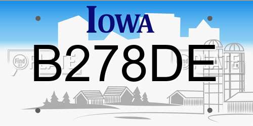 B278DE Iowa License Plate