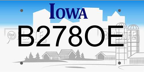 B278OE Iowa License Plate