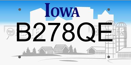 B278QE Iowa License Plate