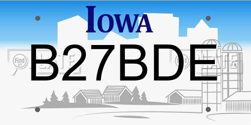 B27BDE Iowa License Plate