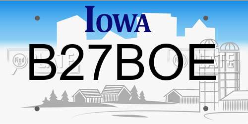 B27BOE Iowa License Plate