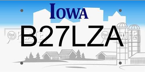 B27LZA Iowa License Plate