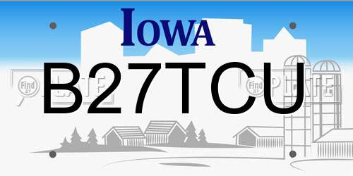 B27TCU Iowa License Plate