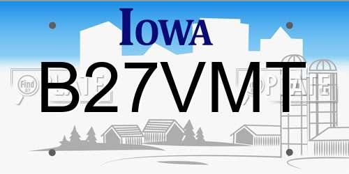 B27VMT Iowa License Plate