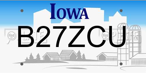 B27ZCU Iowa License Plate