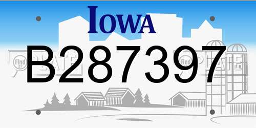B287397 Iowa License Plate