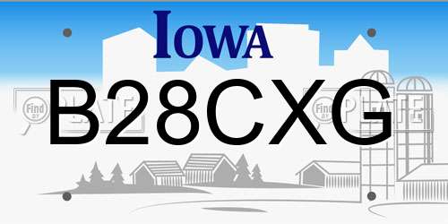 B28CXG Iowa License Plate