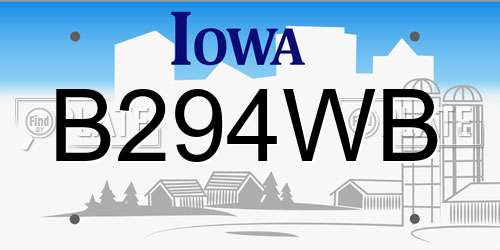B294WB Iowa License Plate