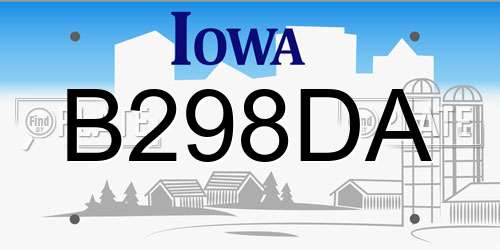 B298DA Iowa License Plate