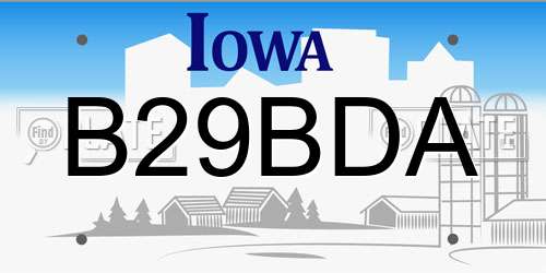 B29BDA Iowa License Plate