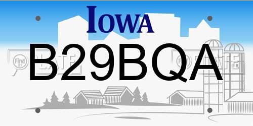 B29BQA Iowa License Plate