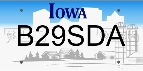 B29SDA Iowa License Plate