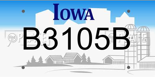 B3105B Iowa License Plate