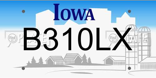B310LX Iowa License Plate