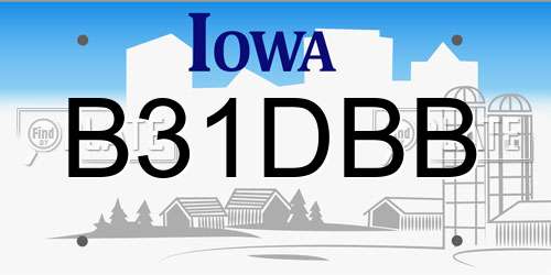 B31DBB Iowa License Plate