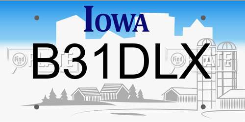 B31DLX Iowa License Plate