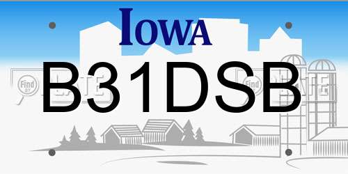 B31DSB Iowa License Plate