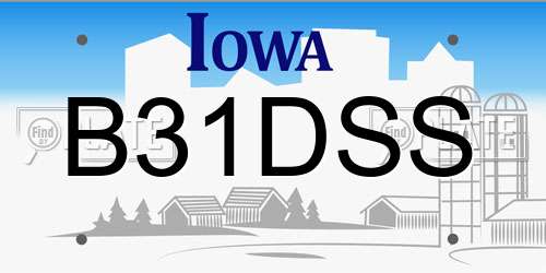 B31DSS Iowa License Plate