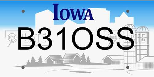 B31OSS Iowa License Plate