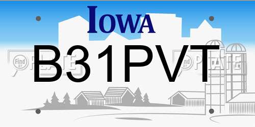 B31PVT Iowa License Plate